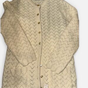 Chic Cream Cardigan with Gold Accents